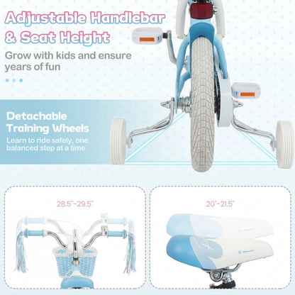 Kids Mermaid Bike 12 to 20 Training Wheels Basket