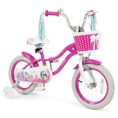 Kids Bike 18 Inch With Training Wheels Rose Red