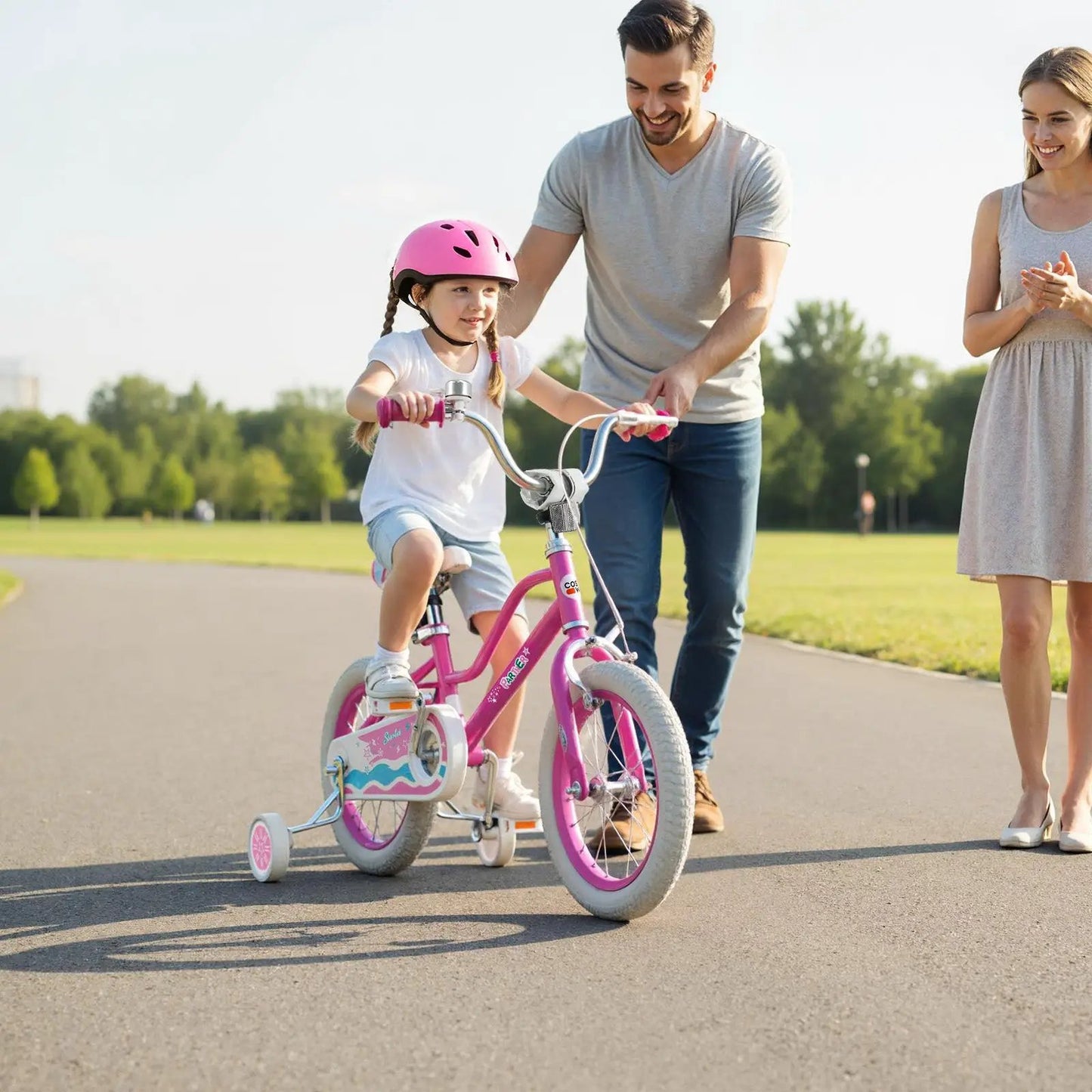 Kids Bike 12-18 Inch with Training Wheels Pink