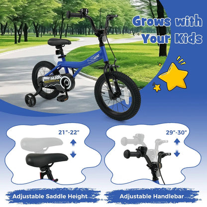 Kids 14-Inch Bike With Training Wheels Navy