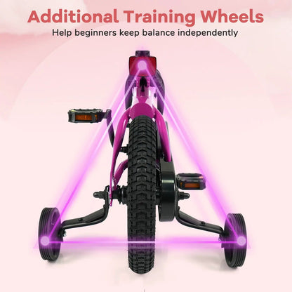 Kids Bike 14-Inch with Training Wheels Pink