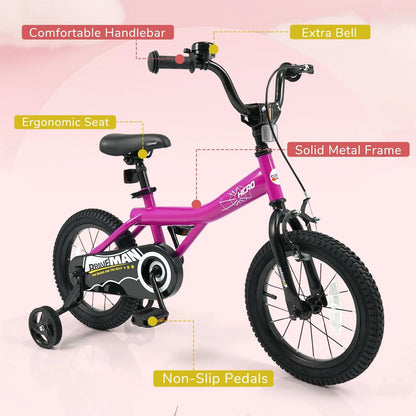 Kids Bike 14-Inch with Training Wheels Pink