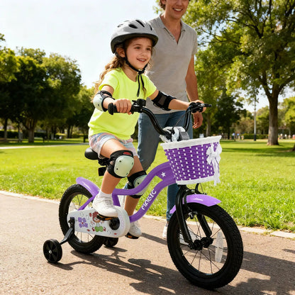 Kids Bike With Training Wheels 12 To 18 Purple