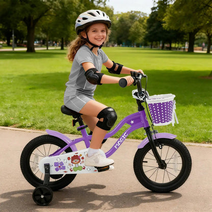 Kids Bike With Training Wheels 12 To 18 Purple