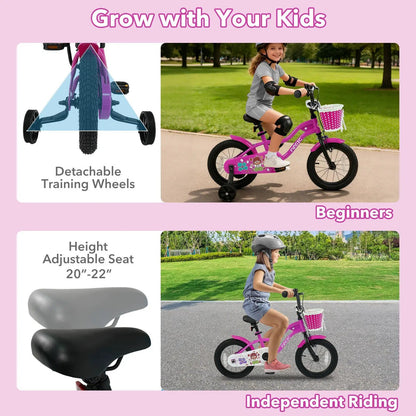 Kids Bike With Training Wheels 12 to 18 Inch Rose