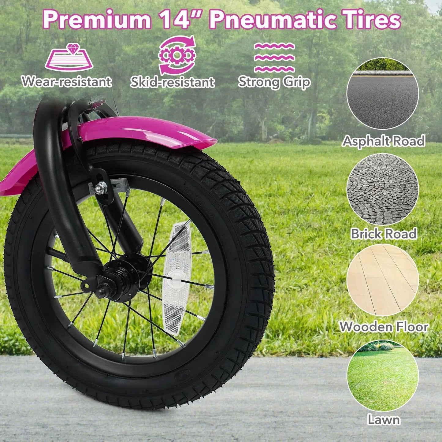 Kids Bike With Training Wheels 12 to 18 Inch Rose