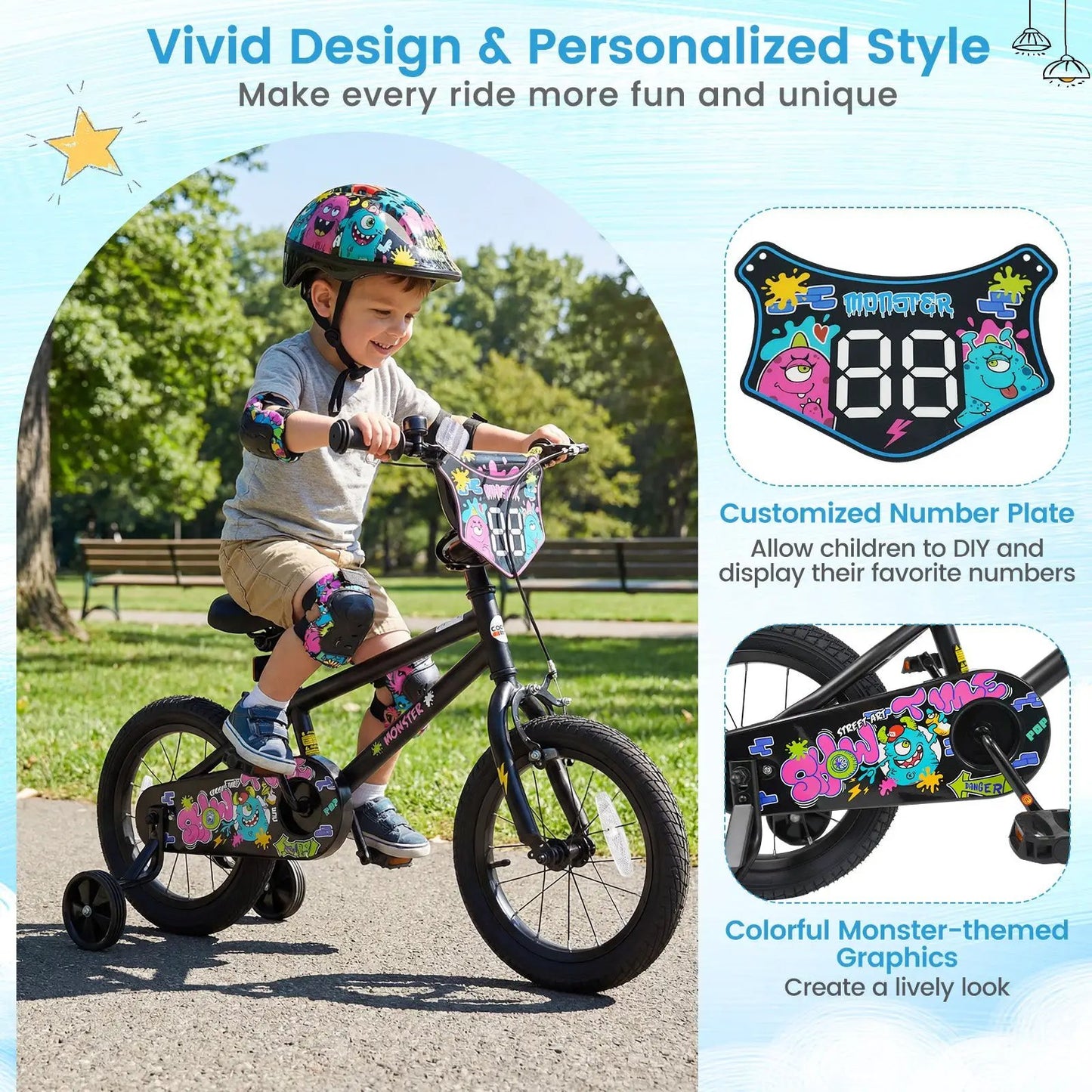 18-Inch Kids Bike With Training Wheels 4-8
