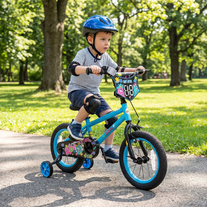 Kids Bike Sixteen Inch Training Wheels For Ages 4
