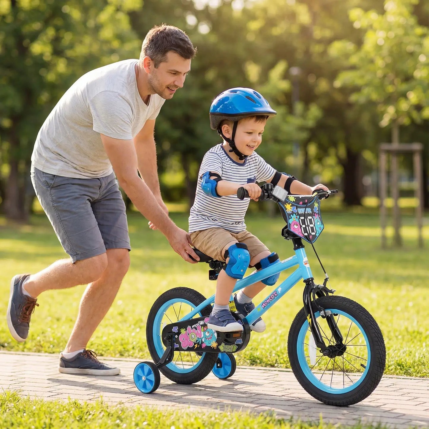 Kids Bike Sixteen Inch Training Wheels For Ages 4