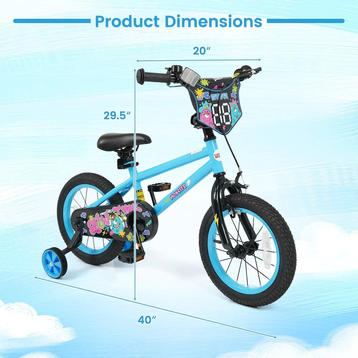 Kids Bike Sixteen Inch Training Wheels For Ages 4