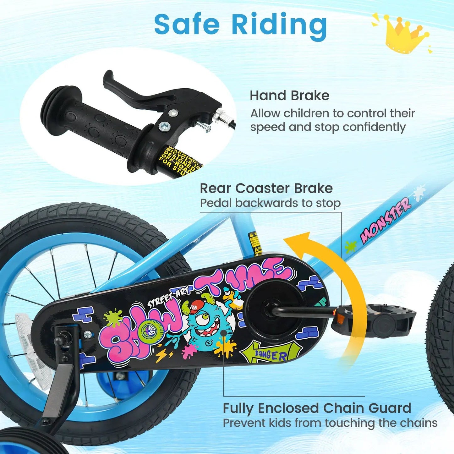 Kids Bike Sixteen Inch Training Wheels For Ages 4