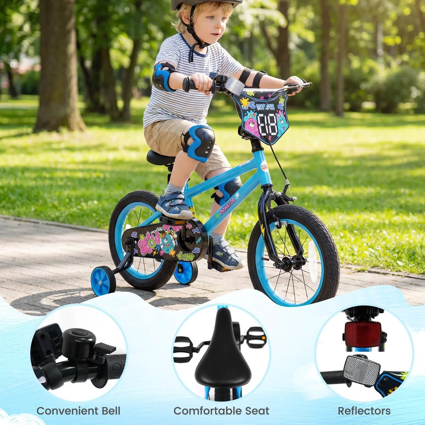 Kids Bike Sixteen Inch Training Wheels For Ages 4