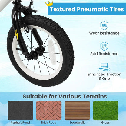 Kids Bike with Training Wheels 12 to 18 White
