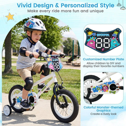 Kids Bike with Training Wheels 12 to 18 White
