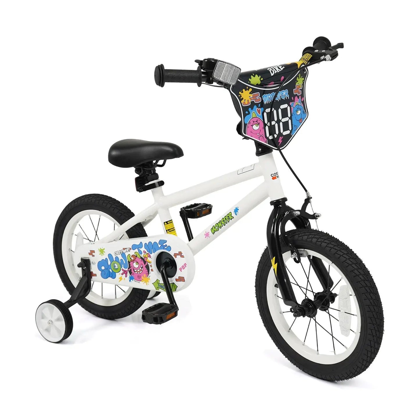 Kids Bike with Training Wheels 12 to 18 White