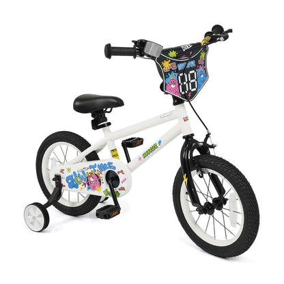 Kids Bike with Training Wheels 12 to 18 White