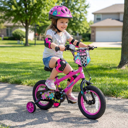 Kids Bike with Training Wheels 12 to 18 Inch Pink