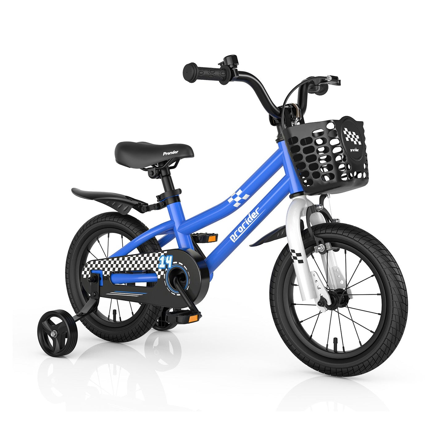 14 Inch Kids Bike Adjustable with 2 Training Wheels for 3-5 Years Old-White