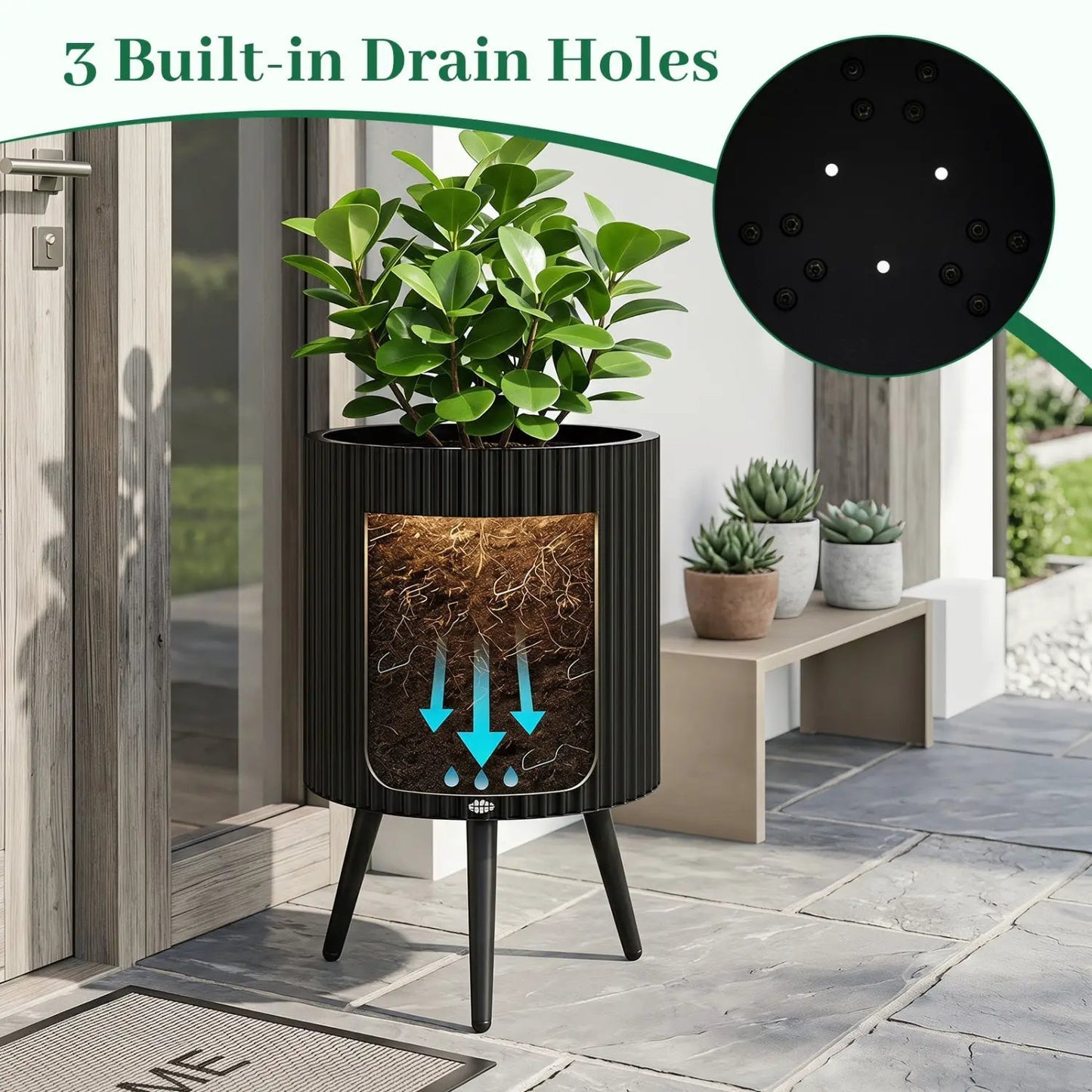 20-Inch Raised Metal Planter With Stand Legs