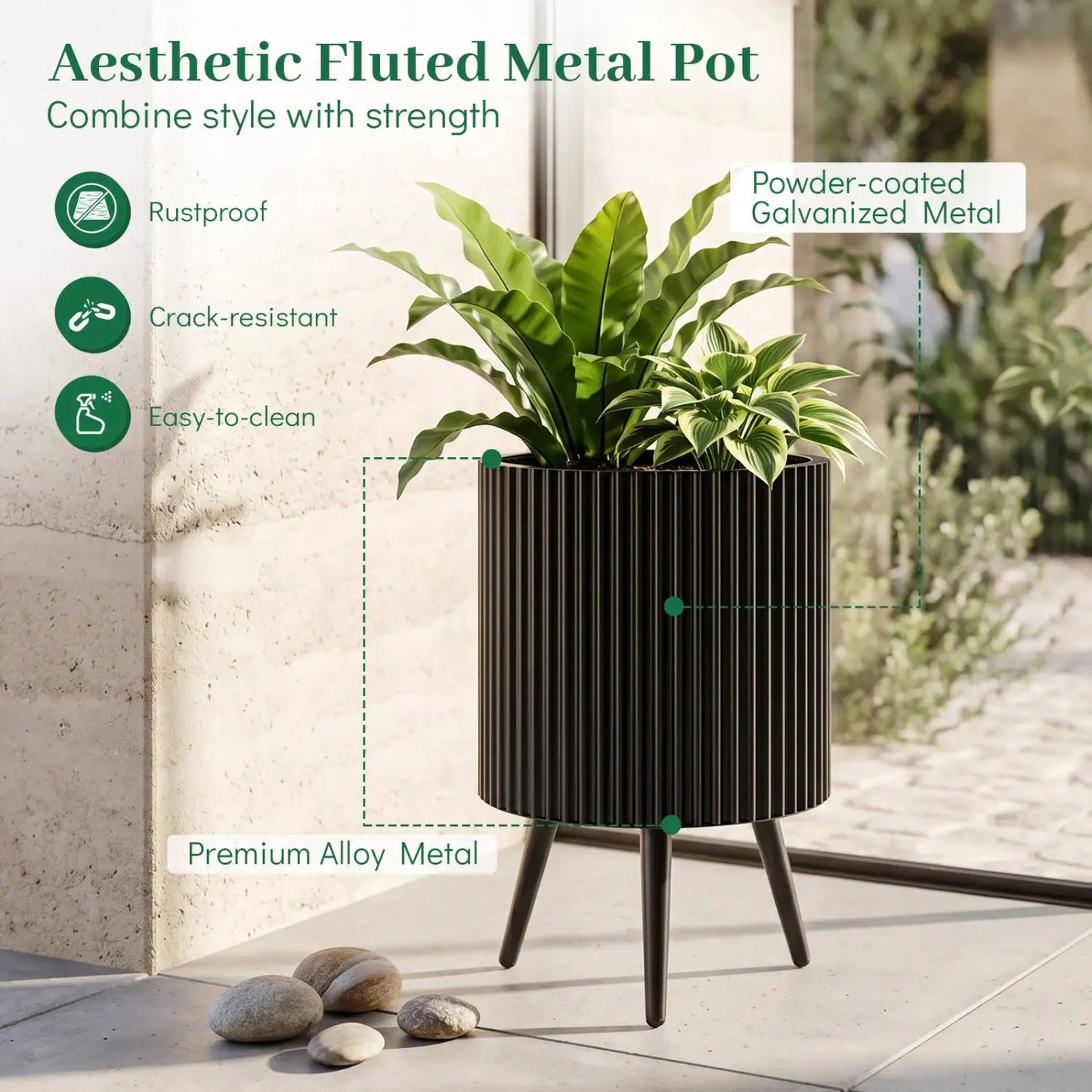 20-Inch Raised Metal Planter With Stand Legs
