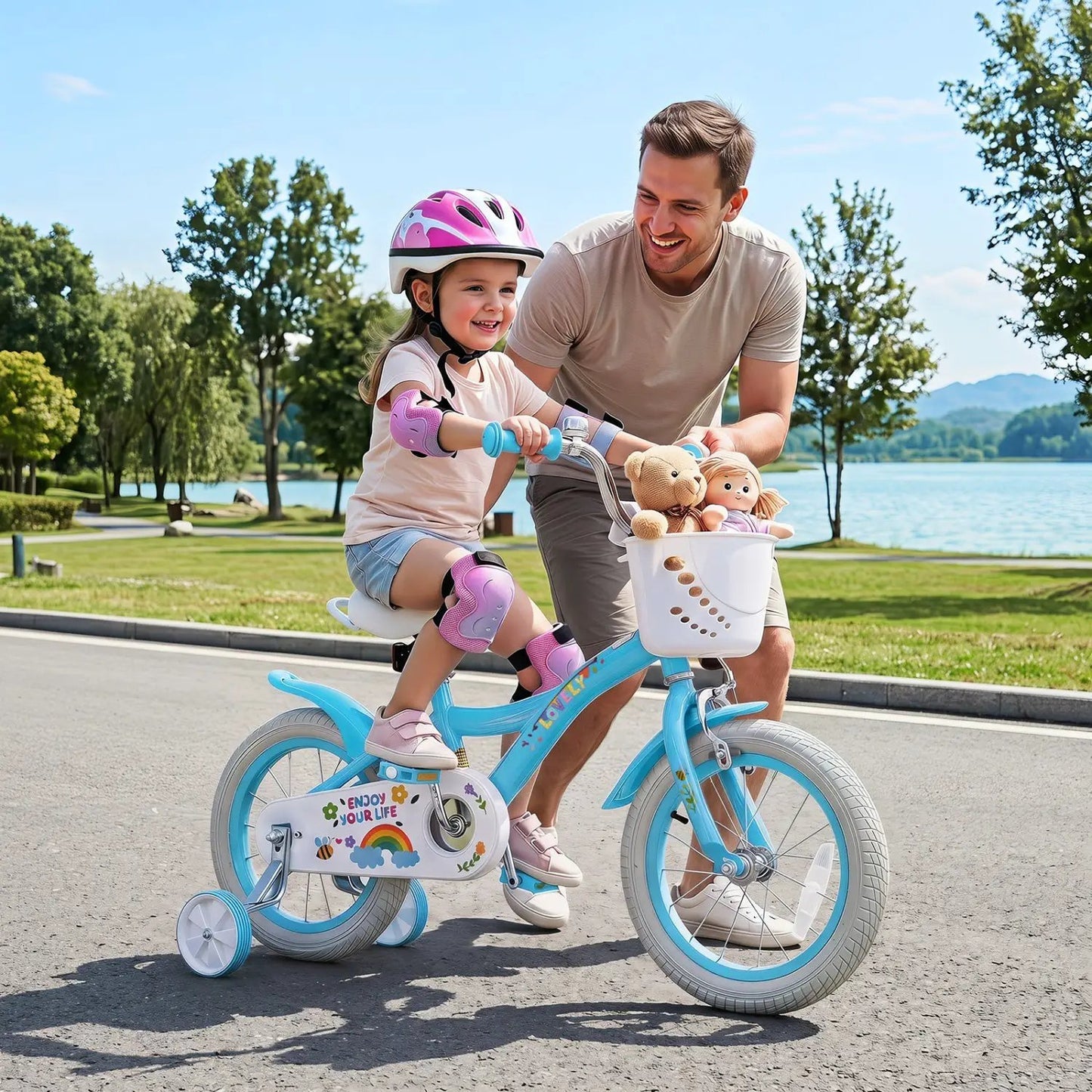 Girls Bike 12-18 Inches Training Wheels Basket