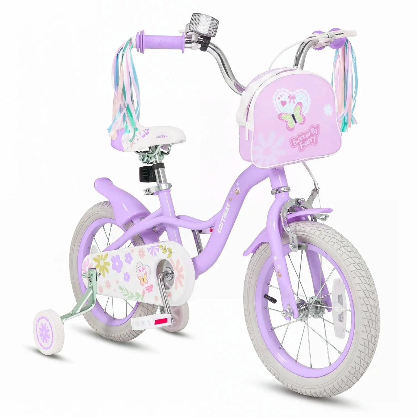 Girls Bike 18 Inch Training Wheels and Front Bag