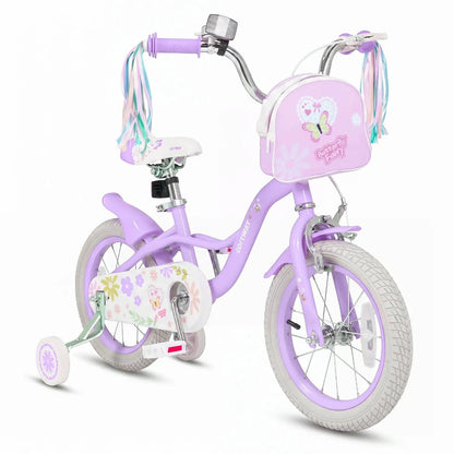 Girls Bike 18 Inch Training Wheels and Front Bag