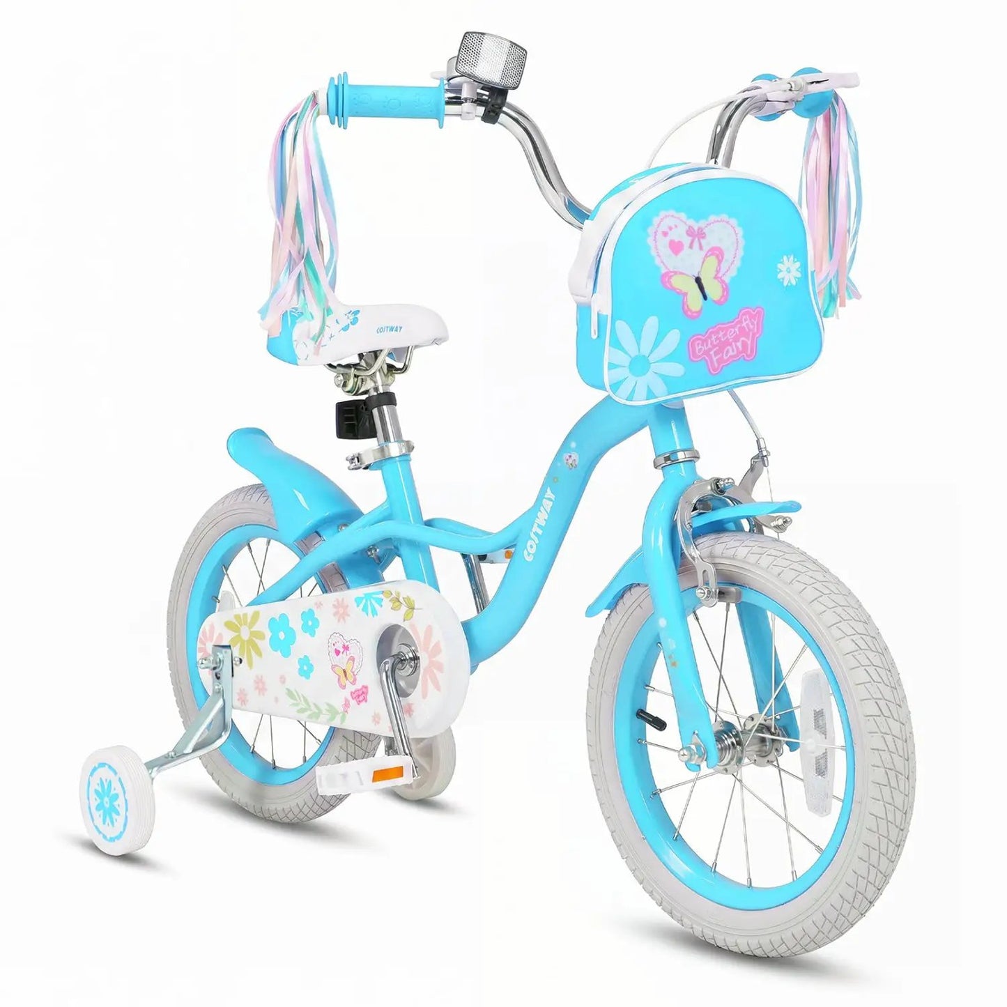 Girls Bike 12-18 With Training Wheels Front Bag