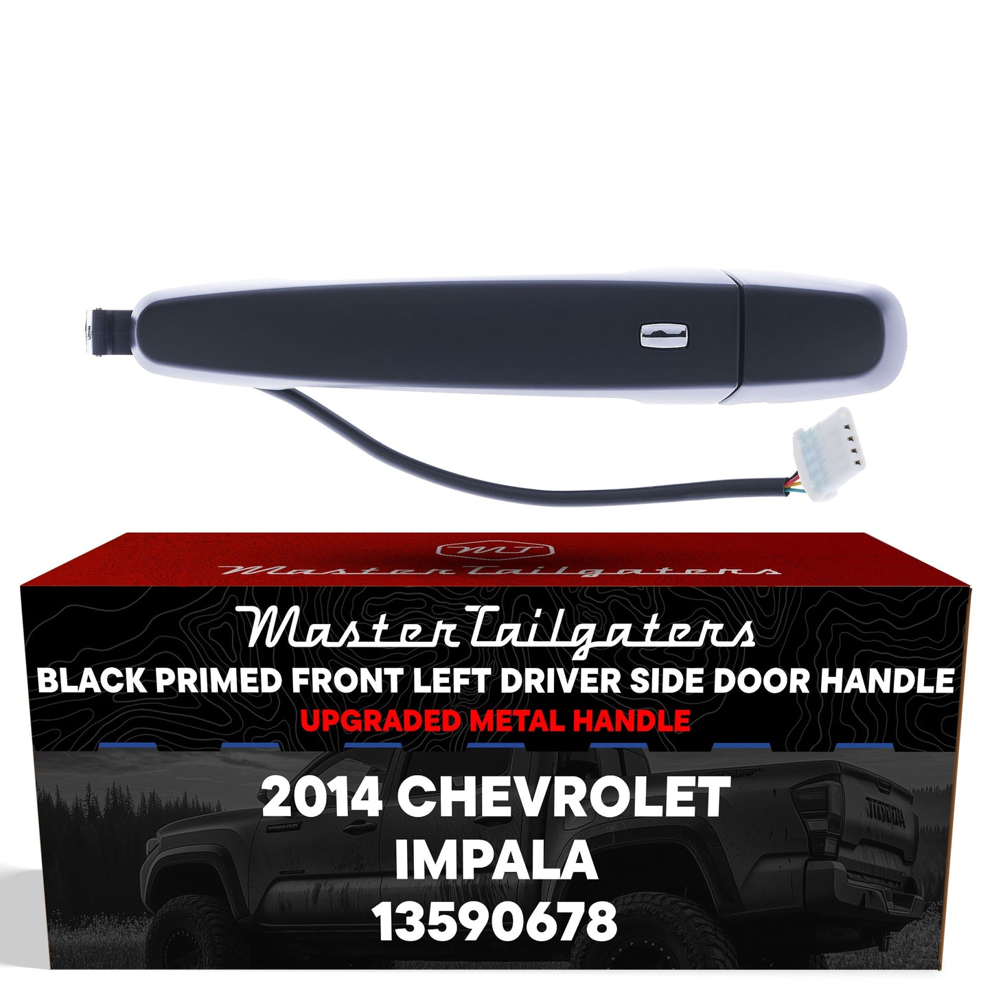 Exterior door handle black primed Master Tailgaters for 2014 Chevy Impala front left OE 13590678 on Tampa Home & Garden Store