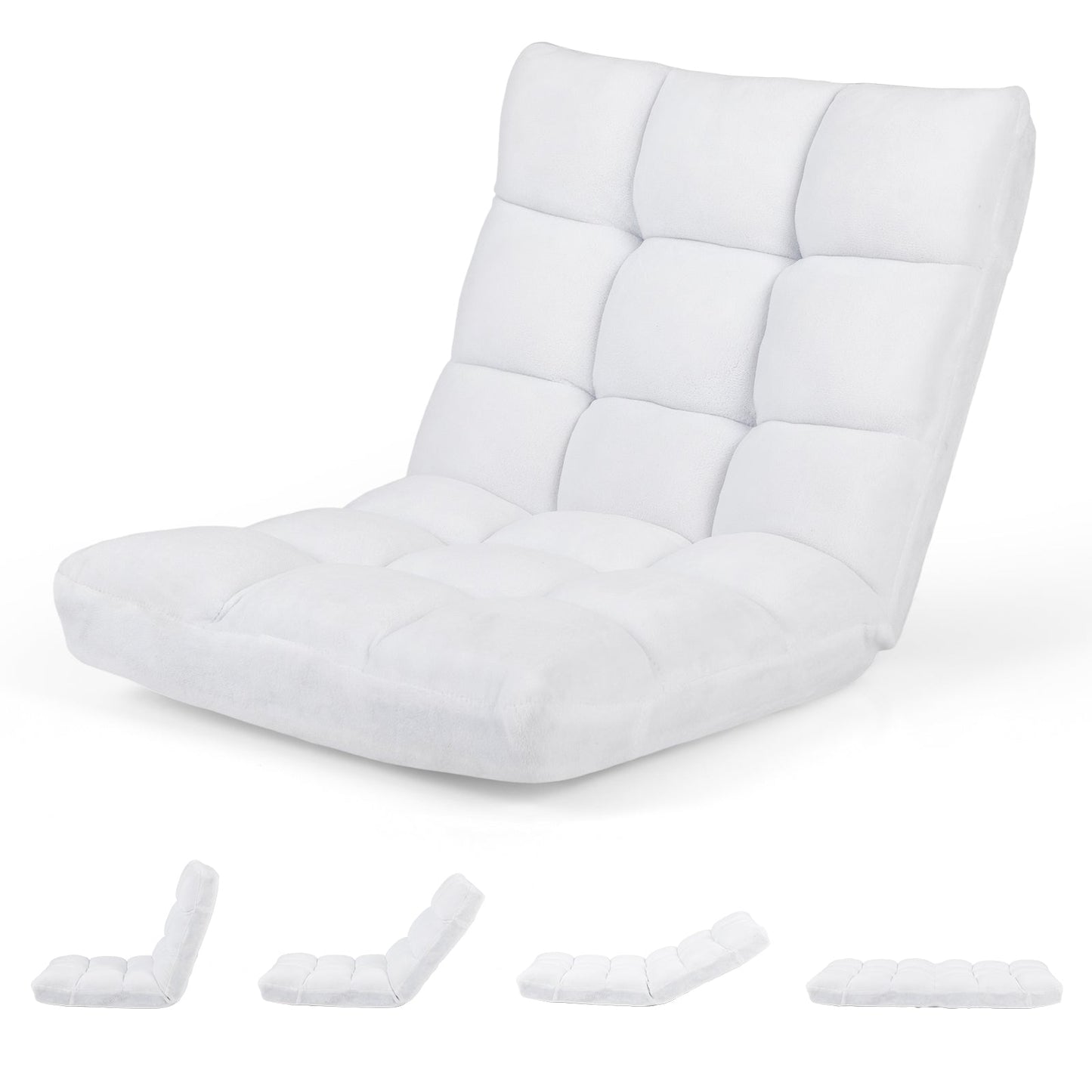 Adjustable 14-position Cushioned Floor Chair-Coffee
