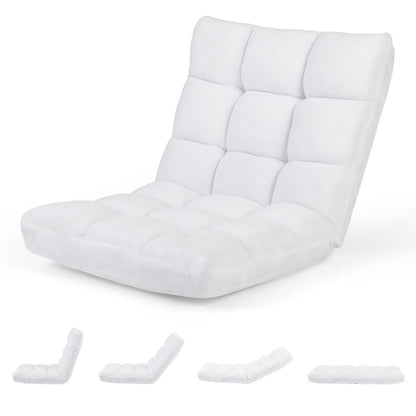Adjustable 14-position Cushioned Floor Chair-Coffee