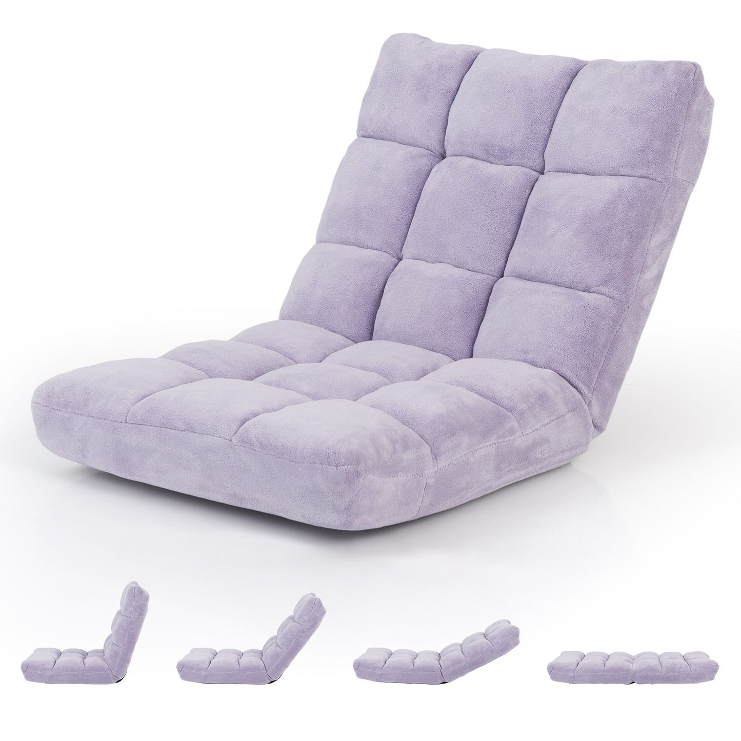 Adjustable 14-position Cushioned Floor Chair-Coffee