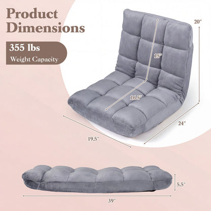Adjustable 14-position Cushioned Floor Chair-Coffee