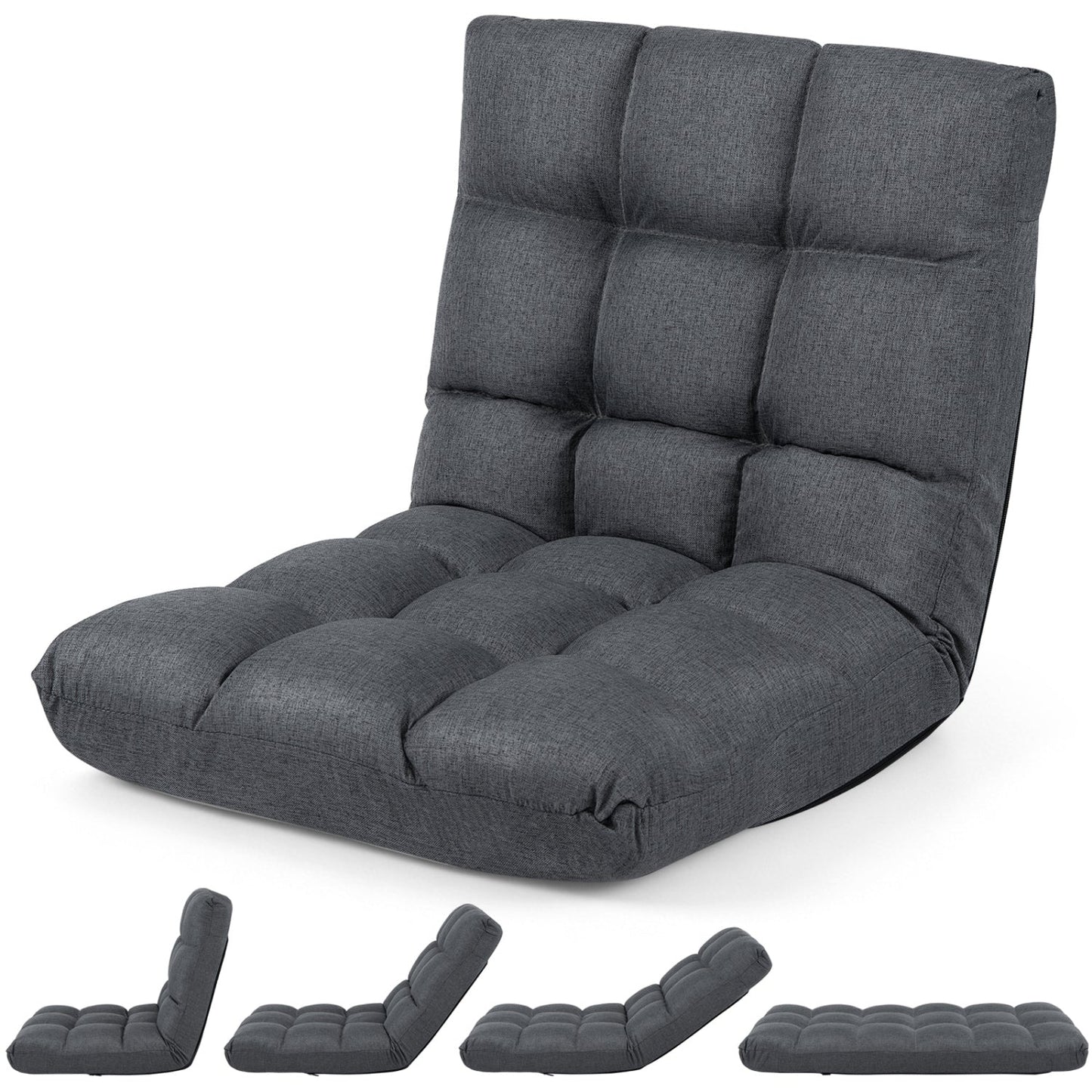 DirectDeals gray floor chair with back support, 14-position adjustable, 4 footrests on Tampa Home & Garden Store