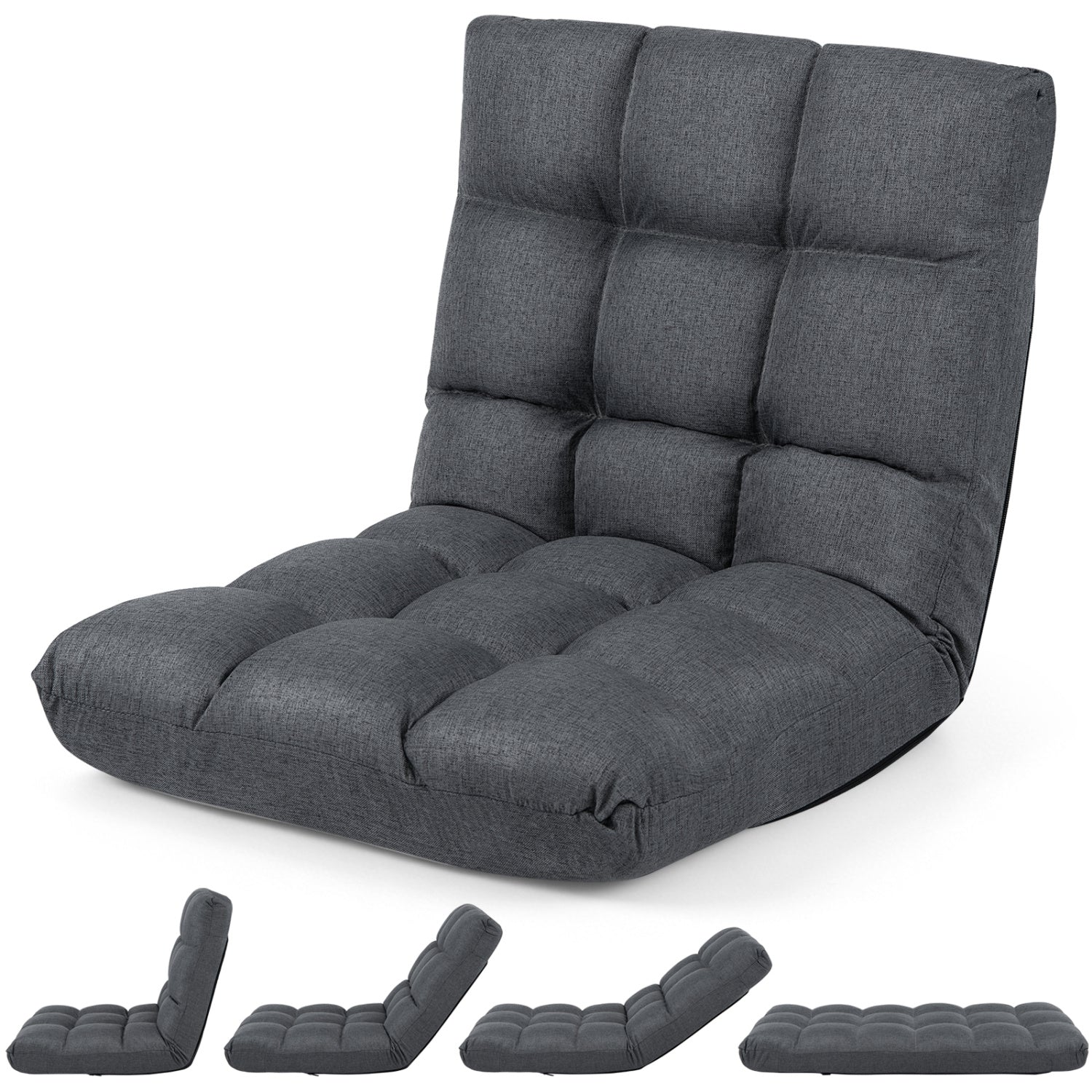 DirectDeals gray floor chair with back support, 14-position adjustable, 4 footrests on Tampa Home & Garden Store