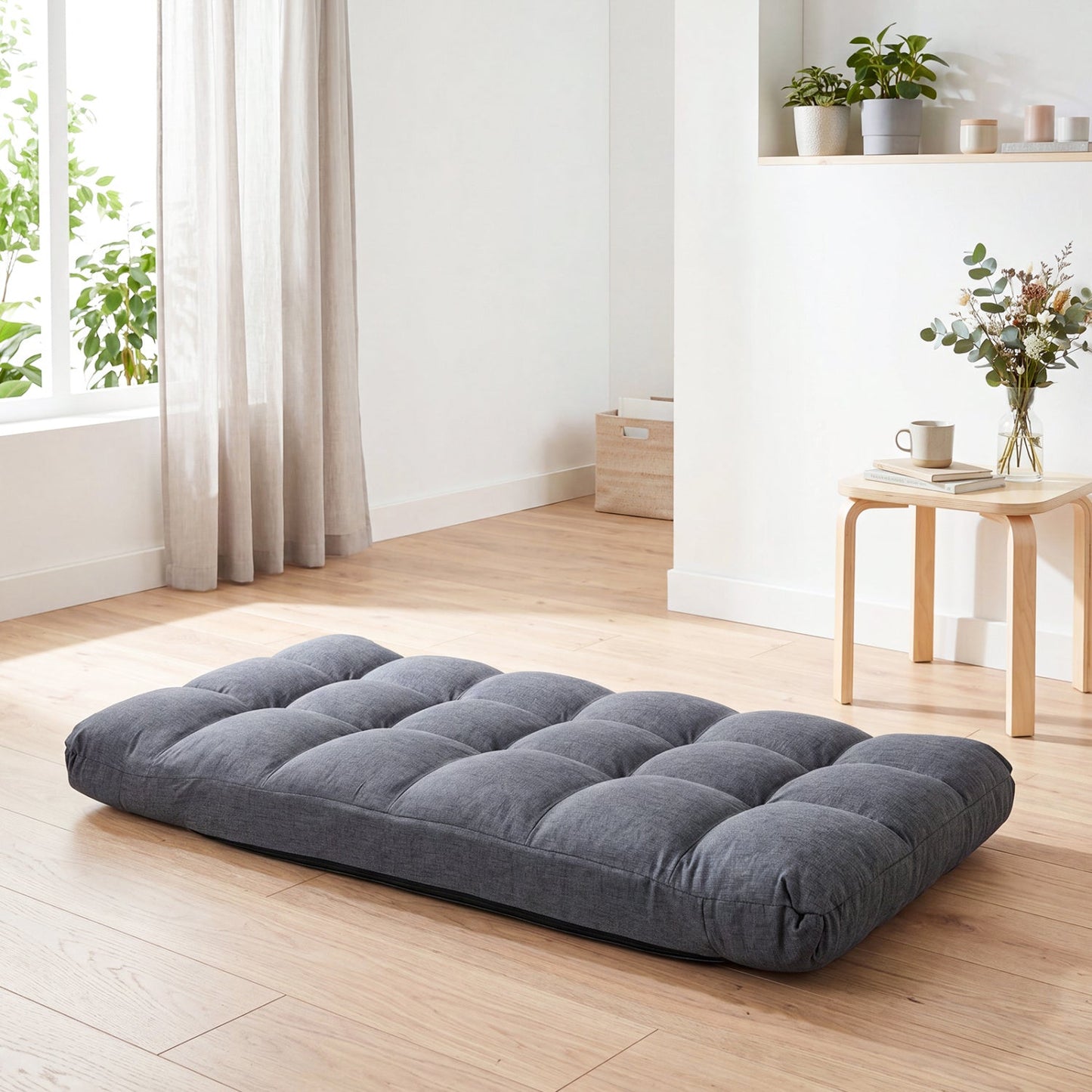 14-Position Adjustable Floor Chair with Back Support - Gray, tufted floor cushion, DirectDeals on Tampa Home & Garden Store