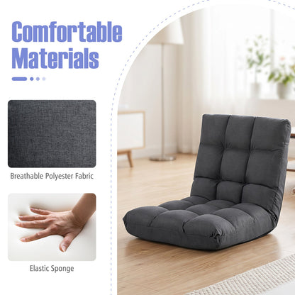 DirectDeals 14-Position Floor Chair with Back Support in gray fabric, breathable polyester on Tampa Home & Garden Store