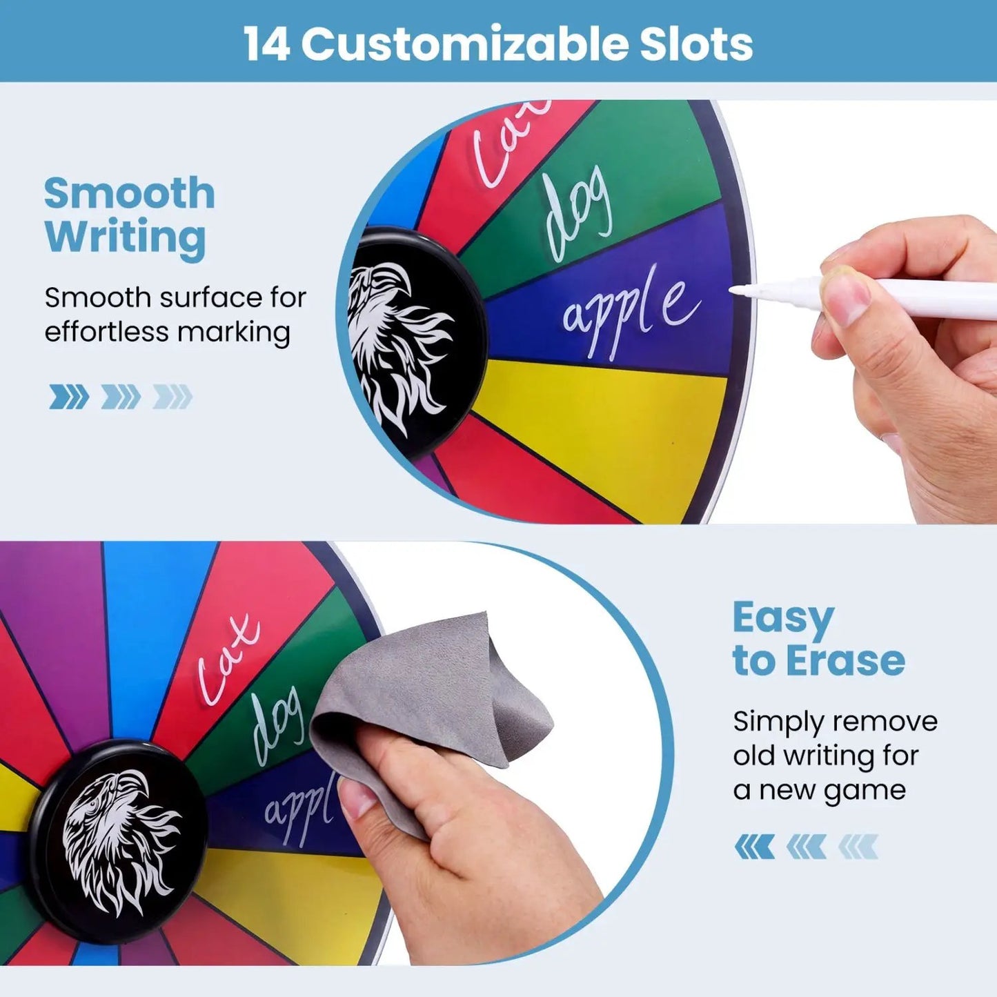 14 Slots Spin Wheel and Blackboard Marker