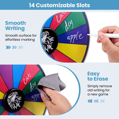 14 Slots Spin Wheel and Blackboard Marker