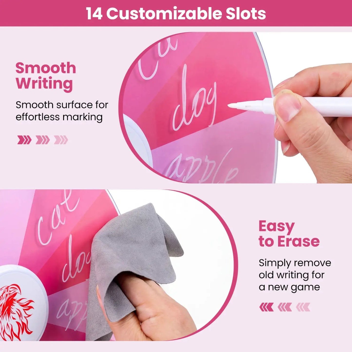 14 Slots Spin Wheel and Blackboard Marker