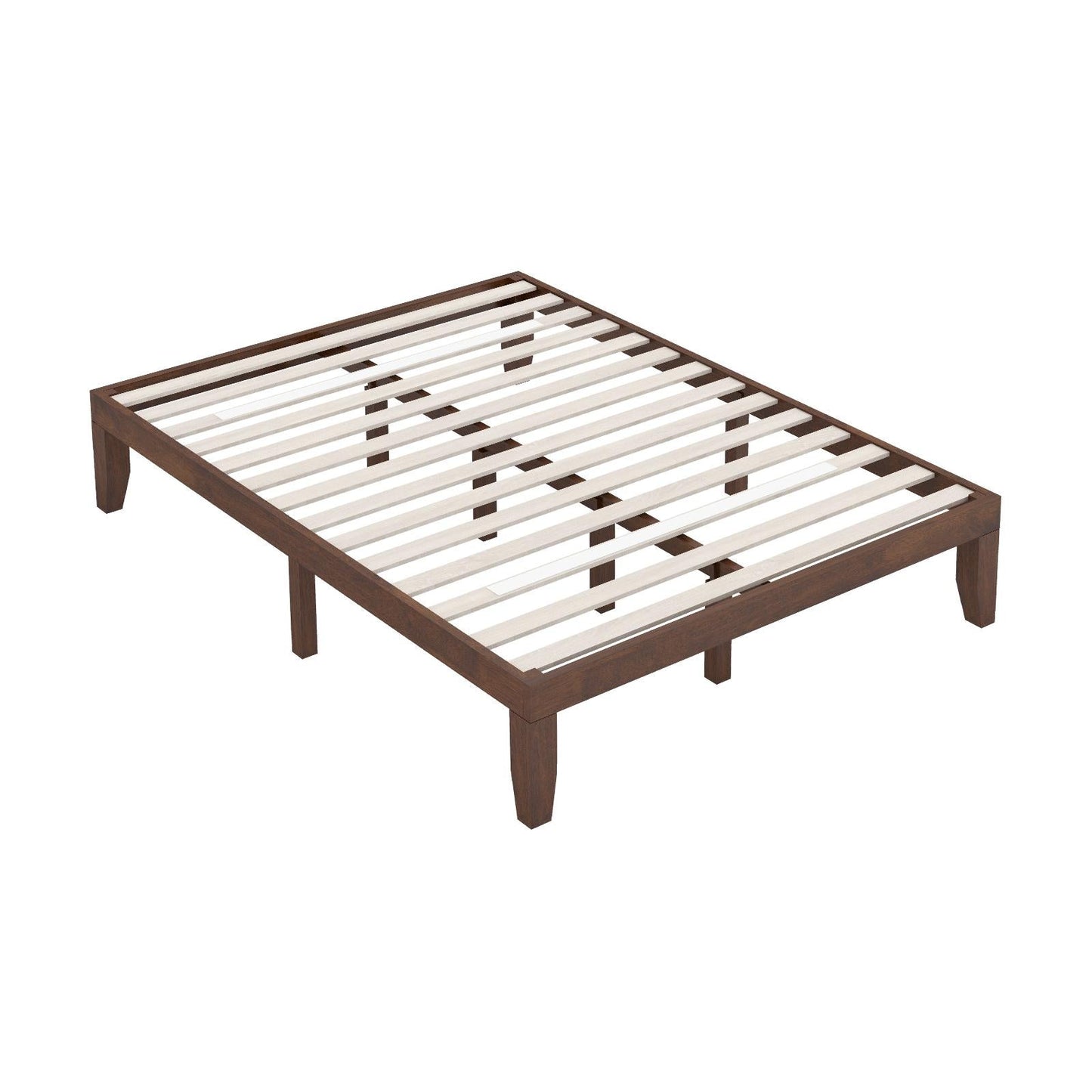 Marco de cama de plataforma de madera King Size de 14 pulgadas - Marrón
