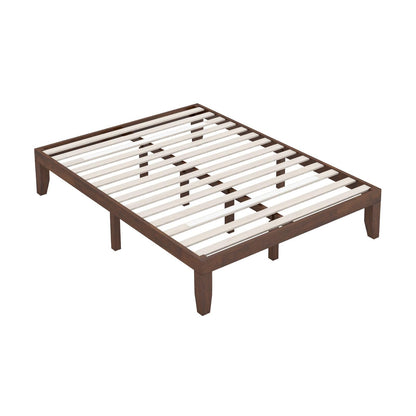 Marco de cama de plataforma de madera King Size de 14 pulgadas - Marrón
