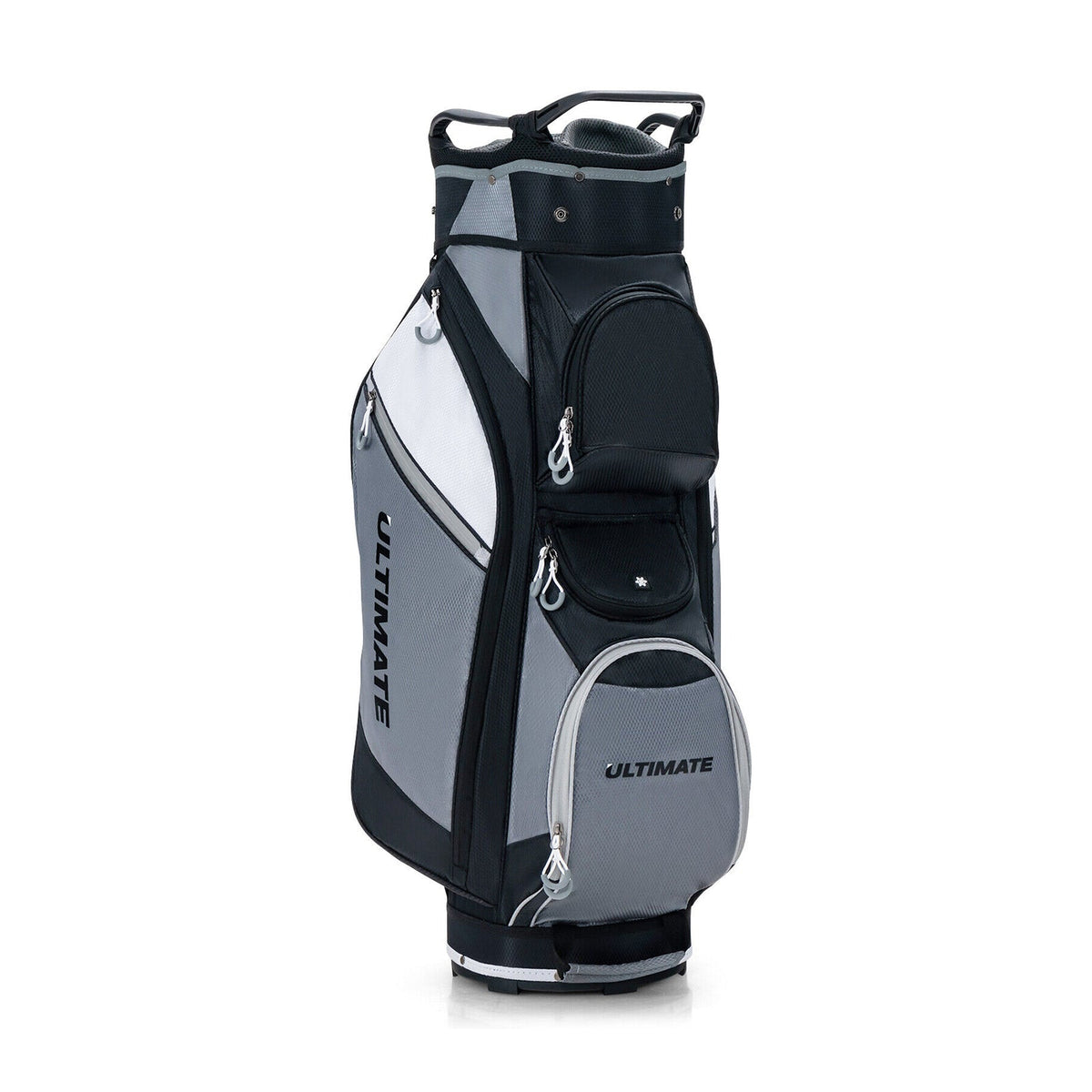 14-way golf cart stand bag in grey and black with waterproof rain hood and multiple pockets on Tampa Home & Garden Store