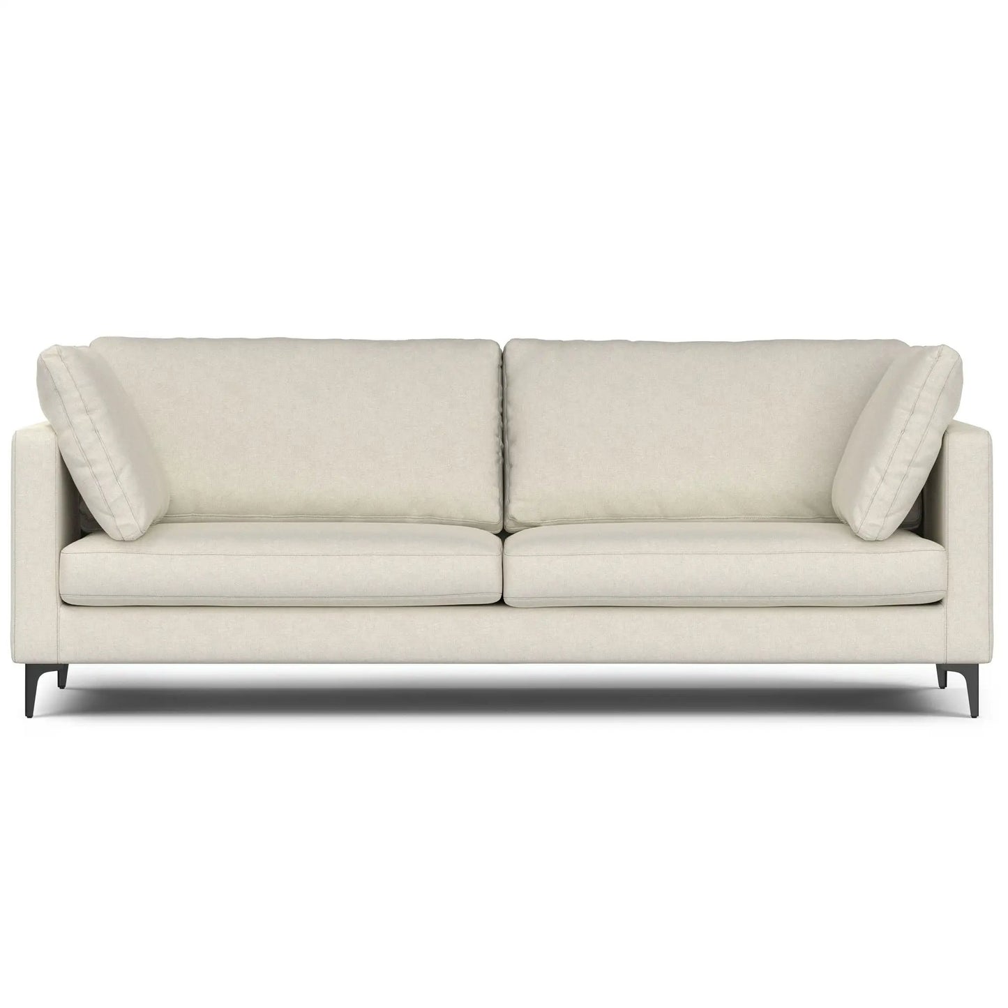 Ava mid-century upholstered beige stationary sofa with two back cushions on Tampa Home & Garden Store