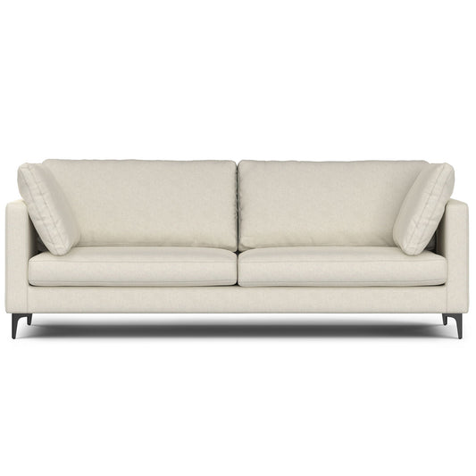 Ava mid-century upholstered sofa in beige fabric by HouseOfZazla with slim metal legs on Tampa Home & Garden Store