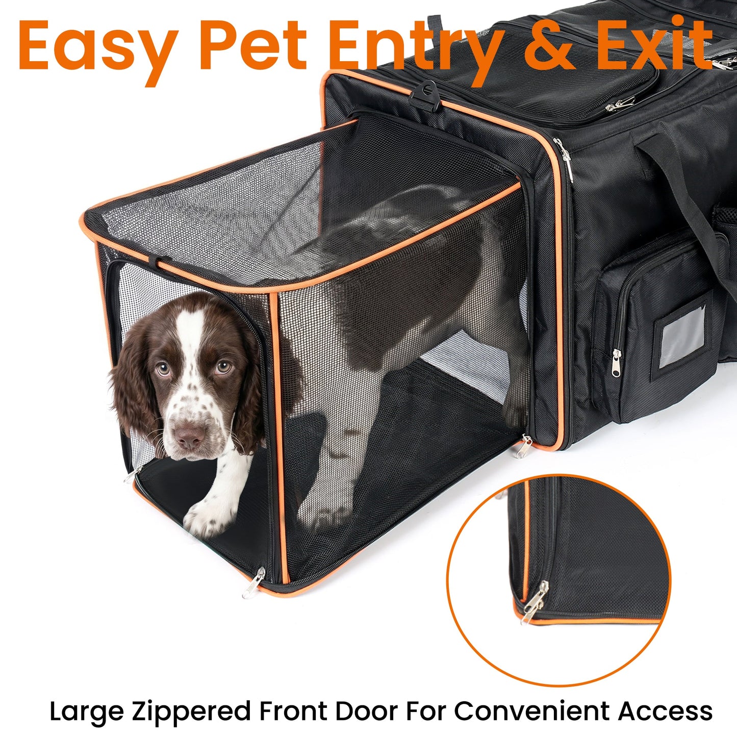 2 in 1 Large Cat Carrier for 2 Cats Pet Stroller black with orange trim by HouseOfZazla on Tampa Home & Garden Store