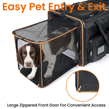 2 in 1 Large Cat Carrier for 2 Cats Pet Stroller black with orange trim by HouseOfZazla on Tampa Home & Garden Store