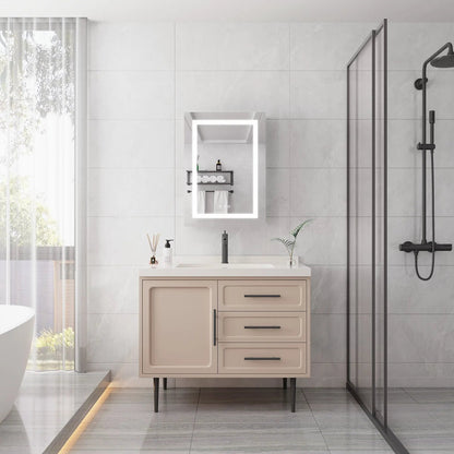 LED bathroom medicine cabinet with mirror, wall-mounted, white frame, 20x28, anti-fog on Tampa Home & Garden Store