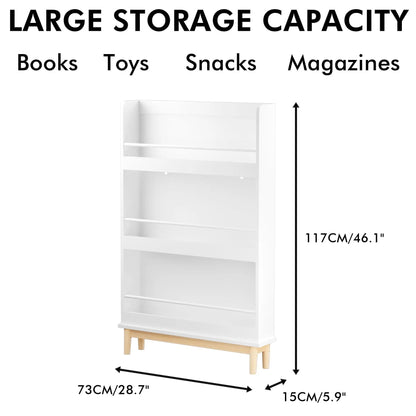 Wall Mounted Bookshelf with 3 Front Facing Display Shelves in white, Unique Piece Furniture on Tampa Home & Garden Store