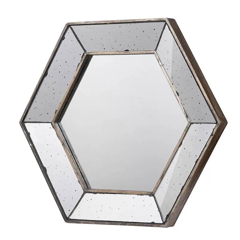 Hexagon Wall Mirror with Contemporary Glass